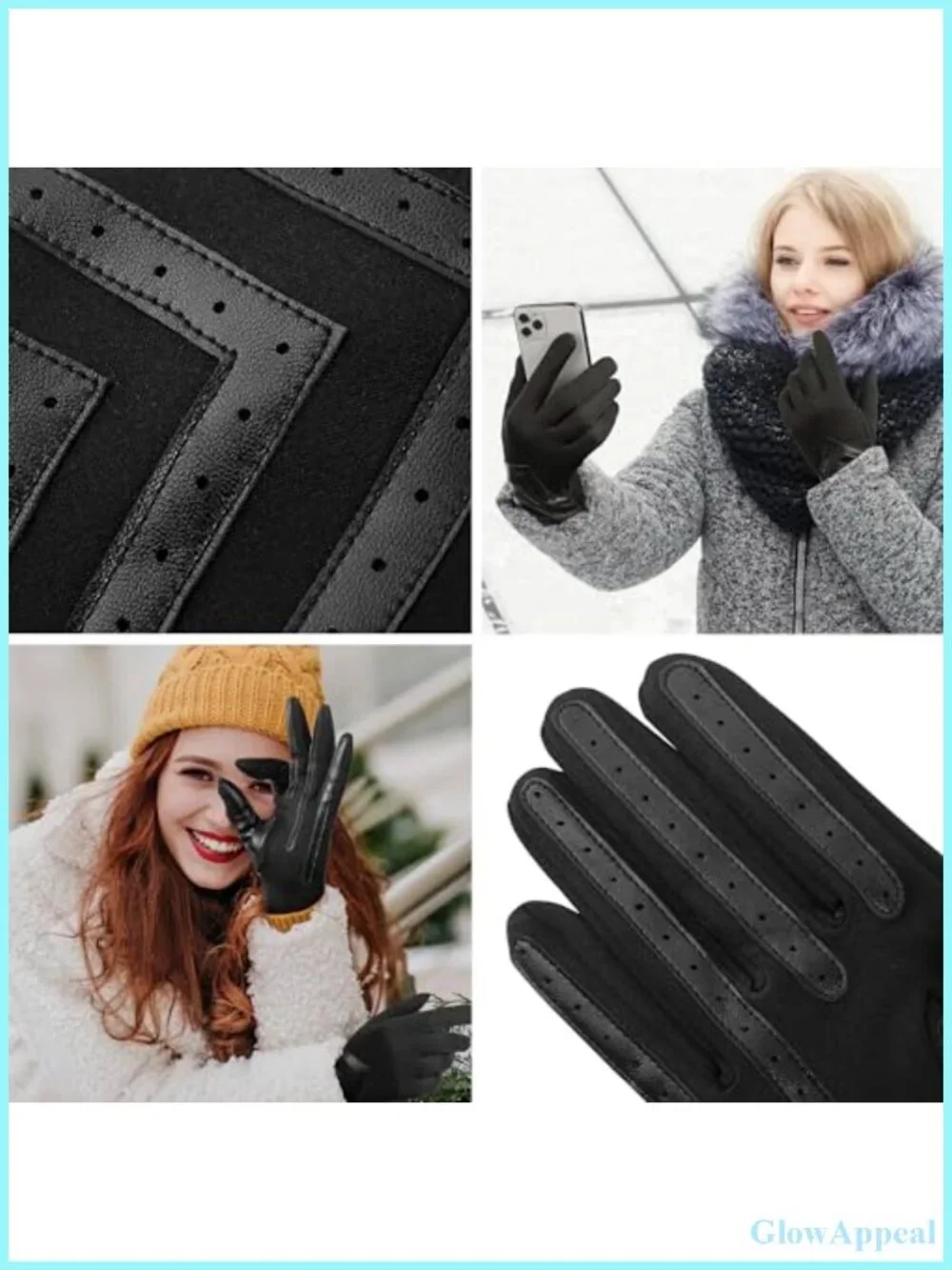 Touchscreen Winter Gloves for Women, Fleece Lined Spandex Chevron, Anti-Slip